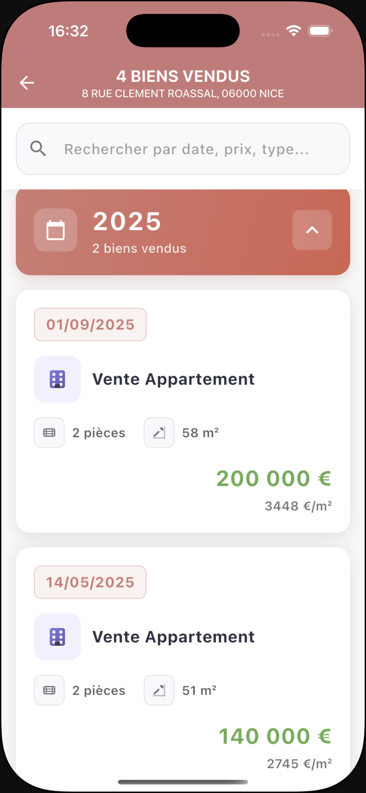 Biens vendus à proximité